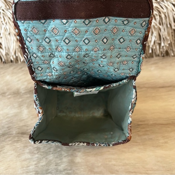 Vintage VERA BRADLEY Java Blue 2006 Lunch Bunch Bag Velcro Flap Brown Floral Y2K - Picture 8 of 14